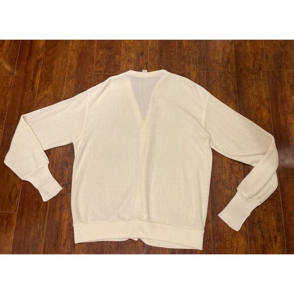 Vtg JC Penney Grandpa Core Button-Up Cardigan Ladies Yellow L Made in USA - Picture 6 of 6